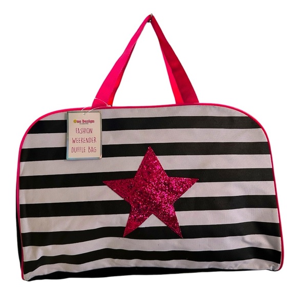 Pink Star Striped Weekender Duffle Bag, NWT - Picture 1 of 4
